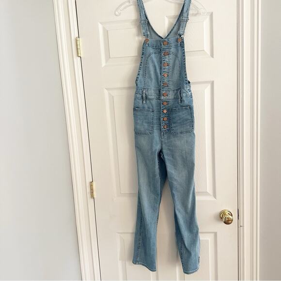 Madewell Bayfront Crop Overalls E9702 Small Button Front Denim Blue Jean - Picture 3 of 14